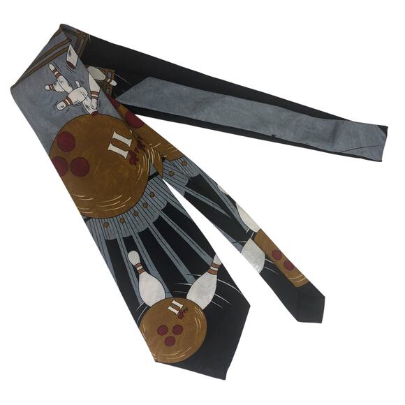 Silver and Gold Bowling Tie - Picture 3 of 5